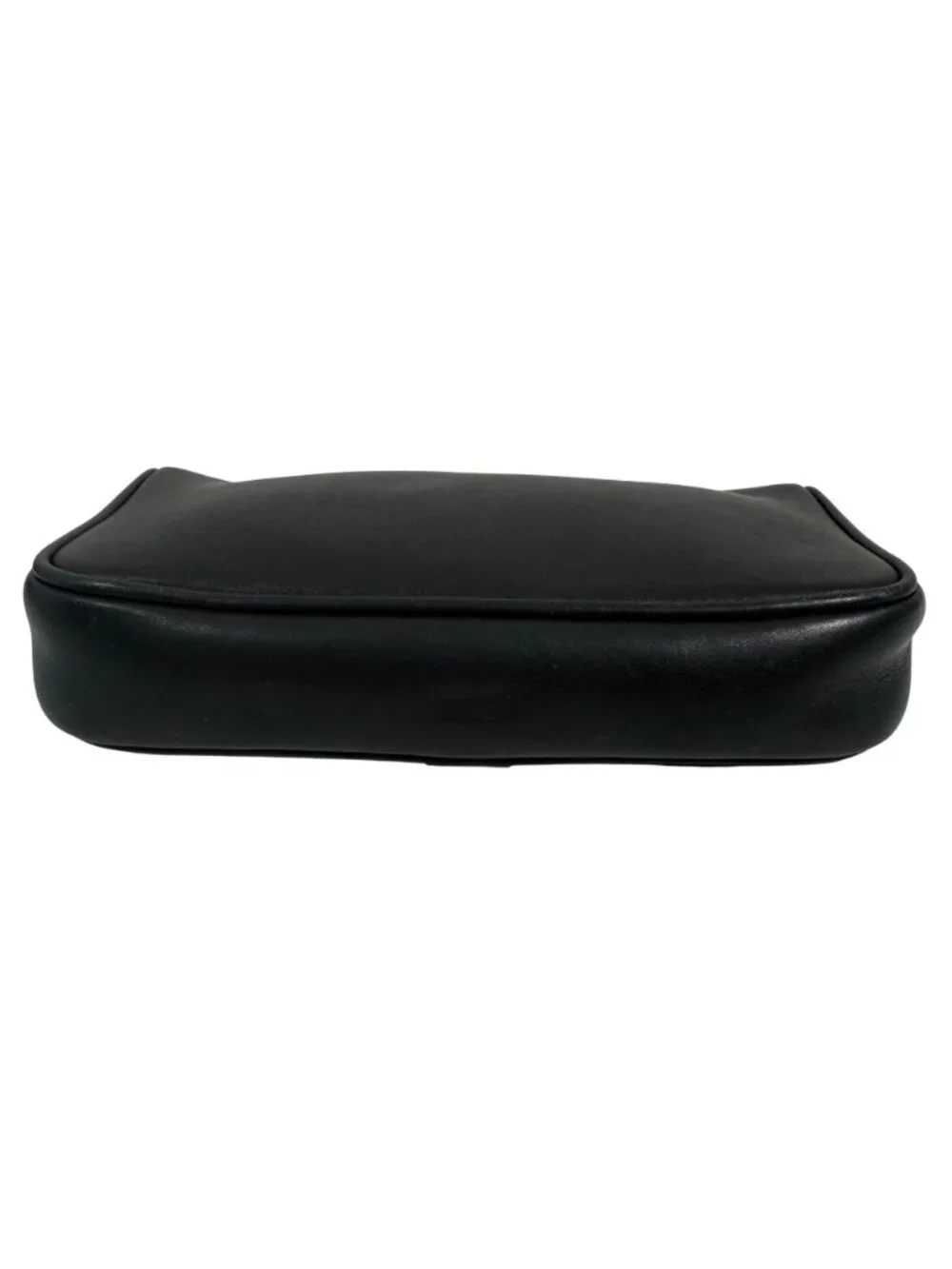 Vintage Coach Black Leather Zip Utility Pouch Clutch